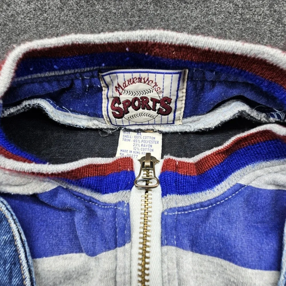 Vintage Maneuvers Sports Denim Jean‎ Faux Layered Vest Jacket Short Sleeve XL